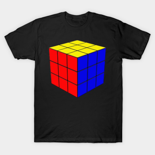 Rubik's Cube - Red, Blue, Yellow Colours T-Shirt by The Black Panther